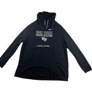 NIKE Sweatshirt Womens L Wake Forest SEC Collegiate Funnel Neck Black Athletic